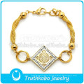 Nueva joyería Rosario pulsera religiosa Mary Charm chapado en oro pulsera venta al por mayor brazalete pulsera de joyería de acero inoxidable